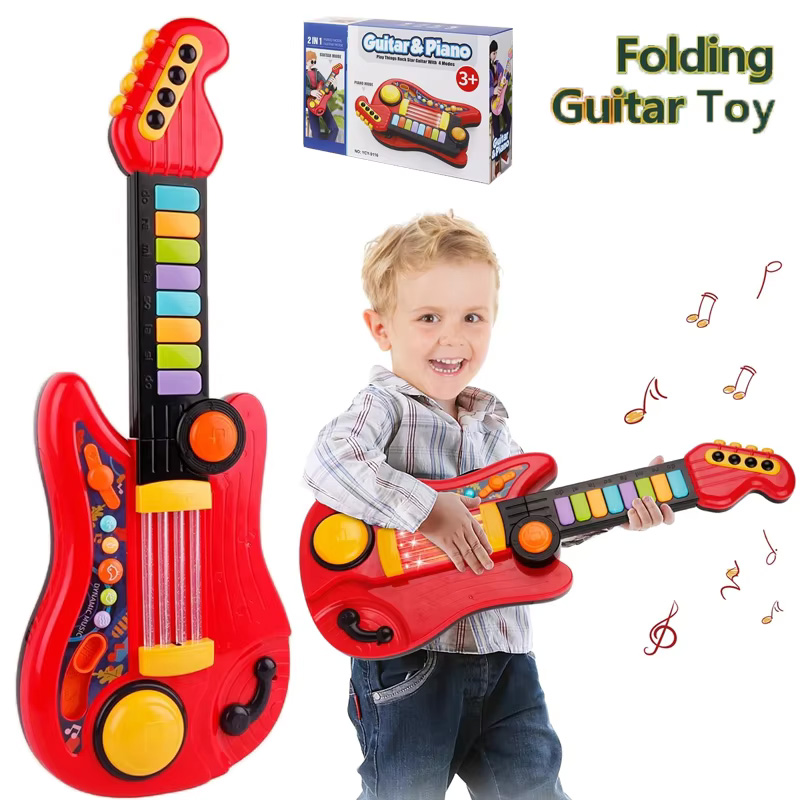2 In 1 กีตาร์เด็กไฟฟ้าของเล่นข - Musical Instrument Harmonium บทวิจารณ์และราคา