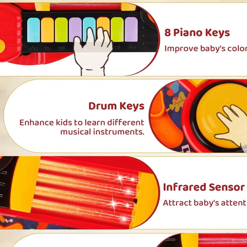 2 In 1 กีตาร์เด็กไฟฟ้าของเล่นข - Musical Instrument Harmonium บทวิจารณ์และราคา