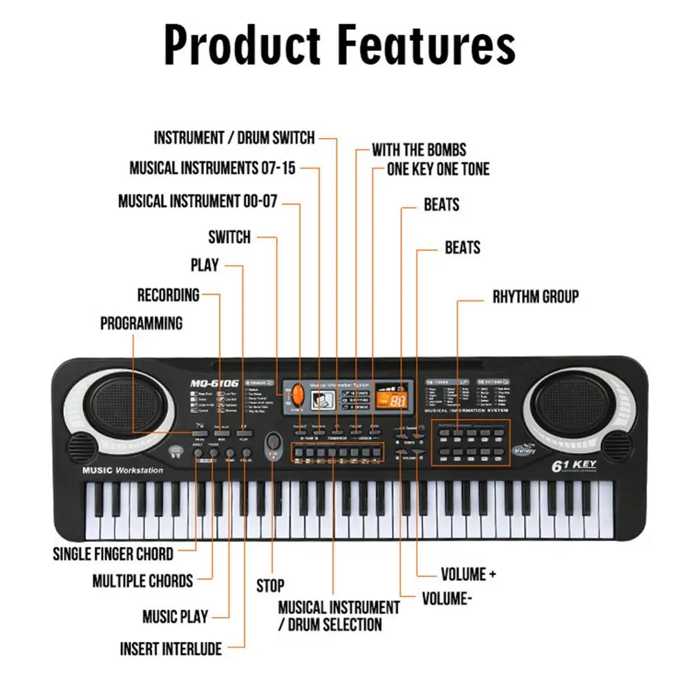 เด็กคีย์บอร์ดเปียโนอิเล็กทรอนิ - Musical Instrument Harmonium บทวิจารณ์และราคา